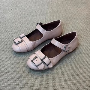 Nouvelle Collection 2026 – Escarpins Femme en Cuir Véritable Ambré à Talon Compensé, Bout Carré et Boucle Unique - Product Image 1