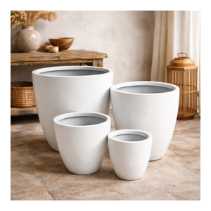 Pots à plantes en fibre de verre prêts à être expédiés, blancs, coniques, pour la maison, le jardin, le balcon et l'aménagement paysager, faible MOQ, livraison directe - Product Image 1