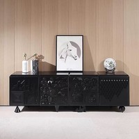 Buffet de luxe 2,5 m de la série Savannah en bois de frêne naturel sculpté, meuble de salle à manger moderne et rétro pour le rangement domestique