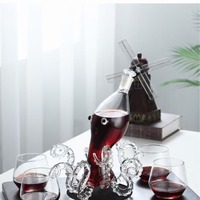 Distributeur de cocktails original en forme de pieuvre, carafe à vin en verre transparent avec couvercle, distributeur de boissons créatif pour la décoration de bar à domicile ou de fête