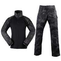 Combinaison tactique de combat GEN3 en toile noire pour paintball, avec protection respirante pour les genoux et les coudes