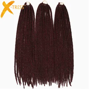 X-TRESS Long BURG# Medium Box Braiding Synthetic Hair Bundles Crochet Braiding Hair Extension Dreadlocks 1 CM Jumbo Box Braids