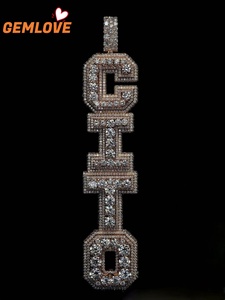 Custom <b>Name</b> Pendant Cuban Chain 925 <b>Silver</b> Diamond Personalized Hip Hop Necklace Gold Plated - Product Image 2