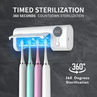 Support mural rechargeable XTY en ABS pour brosses à dents, sans perçage, 4 emplacements, fonction minuterie, stérilisateur UV pour brosses à dents, USB