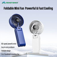 Ventilador Plegable Portátil con Logotipo Personalizado, MOQ: 50 Unidades, 100 Velocidades, Recargable, Pequeño, con Pantalla Digital
