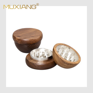Muxiang Wood Smoking Grinder Zinc Alloy Inner Core Round Shape Customizable For Hand Rolled Cigarettes - Product Image 5