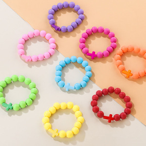 Dibujos animados Adorable Kids Macaron Color Cruz <span class=keywords><strong>Pulsera</strong></span> Acrílico Niños Colgante <span class=keywords><strong>Pulsera</strong></span> para regalos - Product Image 4