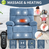 Fauteuil inclinable électrique en tissu chenille doux avec massage 8 points, chaleur lombaire, porte-gobelets et poches latérales pour personnes âgées et salons