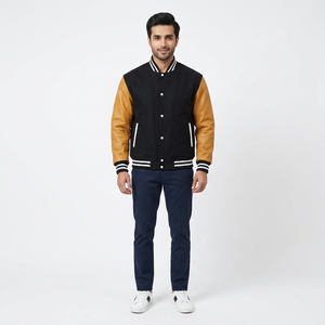 Chaqueta Varsity Personalizada OEM al Mejor Precio para Adultos, Estilo Urbano con Cuello Alto, Chaqueta de Invierno para Hombre - Product Image 1