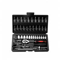 Jeu de clés à cliquet métriques en acier de 46 pièces de 1/4 pouce avec jeu de douilles hexagonales pour kit d'outils de mécanicien - Outils de réparation automobile