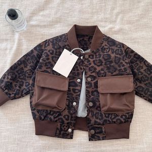 <span class=keywords><strong>Chaqueta</strong></span> de Béisbol de Media Longitud con Cierre, Estampado de Leopardo, Estilo Retro Coreano, para Niños, Primavera/Otoño 2026 - Product Image 1