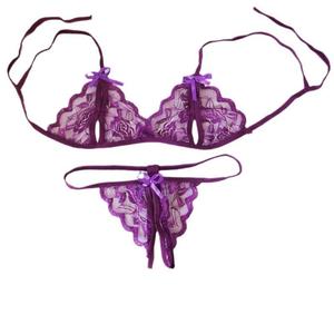 Pakaian Dalam Wanita Ukuran Besar 100.00kg, Seksi, Berbahan Renda Transparan, Model Tiga Titik Terbuka, Selangkangan Terbuka, Set Menggoda - Product Image 5