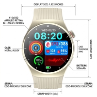Montre connectée intelligente en silicone avec assistant vocal IA AMOLED, moniteur de fréquence cardiaque, de tension artérielle, d'ECG, tracker de fitness pour hommes et seniors