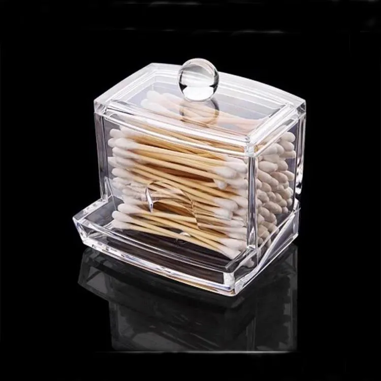 Cotton Pad Dispenser Acrylic Cotton Swab Storage Holder Box Makeup Cotton Pad Organizer Desk Top Makeup Storage Case