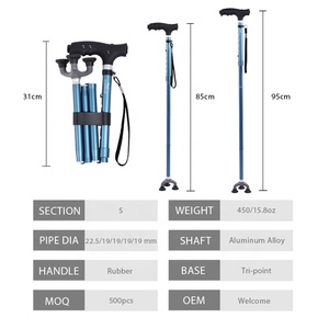 Customized Nordic light Led light 3 rubber feet cover Adjustable folding old Canes for elderly people - Product Image 2