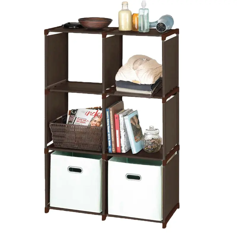 3 Tier Non-woven 6 Cube Storage Closet Organizer Bookcase Shelf Cabinet