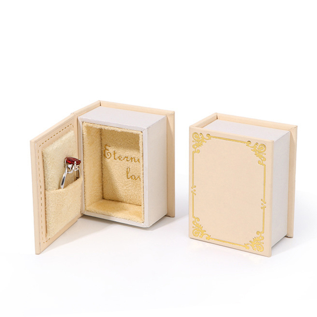 High Quality Luxurious Mini Colourful Velvet Book Shape Wedding Jewellery Jewelry Ring Box
