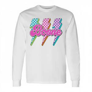 Camiseta de manga larga vintage de los años 80 con estampado a cuadros de Boone Lightning Bolt - Product Image 2