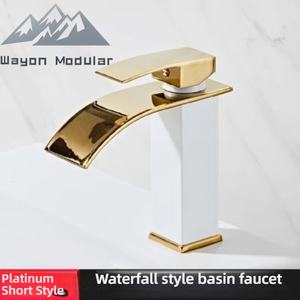 Robinet de lavabo haut cascade Wayon Platinum Aesthetic en or blanc pour hôtel nordique - Product Image 2