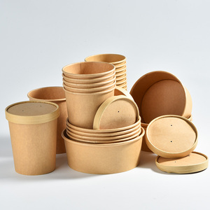 Vente directe d'usine, gobelet à soupe en papier kraft blanc, bol à nouilles personnalisé, bol à soupe jetable, bol à <span class=keywords><strong>poke</strong></span>, récipient alimentaire à <span class=keywords><strong>emporter</strong></span> - Product Image 1