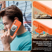 Offre Spéciale – Étui Étanche Orange de 2 Mètres, Certifié IP68, pour Téléphone Portable avec Anneau Magnétique Rotatif à 360° et Cordon de 17 cm