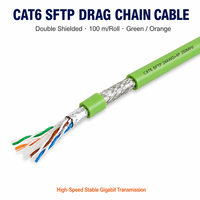 Kabel Cat6 SFTP Drag Chain 250MHz Gigabit Berpelindung Ganda dengan Jaket PVC Kekuatan Tinggi 8 Inti 4 Pasangan 24AWG 300V Siap untuk Robot