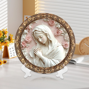 Plato Decorativo Religioso <span class=keywords><strong>de</strong></span> Resina con la <span class=keywords><strong>Virgen</strong></span> <span class=keywords><strong>de</strong></span> <span class=keywords><strong>Guadalupe</strong></span> y Rosas, con Base, para Decoración del Hogar o Iglesia, Venta al Por Mayor <span class=keywords><strong>de</strong></span> Fábrica - Product Image 2
