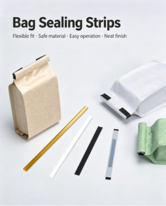 Bandes de fermeture en plastique pour sacs en plastique et en papier, 12cm, 15cm, 18cm, noires, blanches, dorées, pour sceller les sachets de thé et de café - Vente en gros - Product Image 1