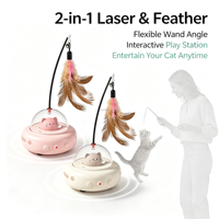 Jouet laser automatique pour chat, baguette interactive à plumes, rechargeable, silencieux, jouet pour chaton à mouvement autonome pour chats d'intérieur
