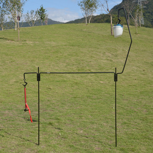 Support de lampe métallique à double bras, portable, pour camping extérieur, avec poteau lumineux et support de rangement au sol, ensemble de trois ou cinq pièces - Product Image 5