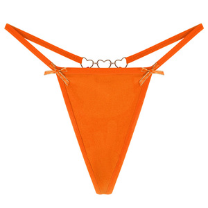 Women Pink Sexy <b>Thong</b> Panties Thin Strap Low Rise G String Underwear Breathable T-back <b>Thong</b> with Heart Metal Ring Wholesale - Product Image 1