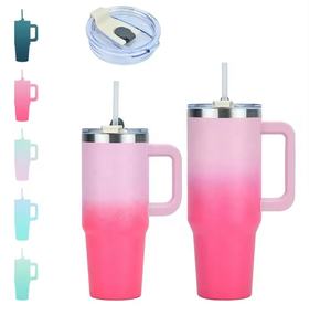 Tasse de 40oz avec poignée en acier inoxydable, couvercle de gobelet et paille Tasses de voiture sous vide de 40oz, bouteille d'eau isolée de grande capacité - Product Image 3
