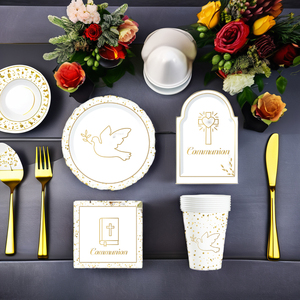 Vaisselle de fête pour la première communion DAMAI, pigeons, croix, anniversaire, baby shower, fournitures de fête, gobelets en papier, assiettes, ensemble de communion - Product Image 1