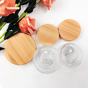 Vente en gros de pots cosmétiques en PET ambré/transparent avec couvercle en <span class=keywords><strong>bambou</strong></span>, pots pour beurre corporel avec logo personnalisé, 50 ml-500 ml - Product Image 2