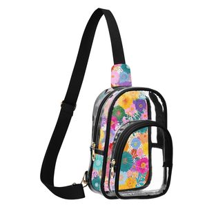 Sac bandoulière transparent pour événements sportifs, approuvé pour les stades, avec imprimé floral personnalisé et longues sangles - Product Image 1