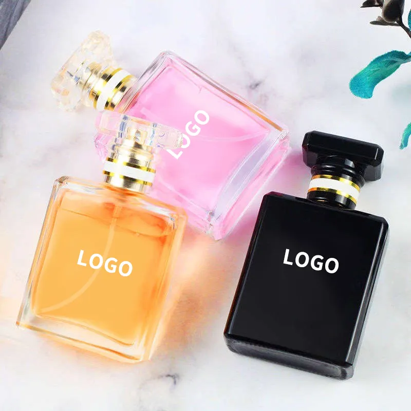 30ml 50ml Free Sample Empty Luxury rectangle glass perfume bottle with pump customized logo