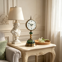 Horloge de table en verre artisanal de luxe rétro Armens 6802-1, ornements pour la maison américaine, horloge à quartz