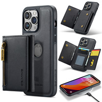 Étui de Téléphone Portable Magnétique en Cuir PU de Luxe Leyi avec Fonction Portefeuille et Porte-Cartes pour iPhone 15