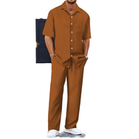 Camisas de Poliéster para Hombre, Formales, de Verano, Estampadas, Tejidas, Transpirables, Antipilling, Resistentes a la Decoloración, de Manga Larga, con Cuello Polo