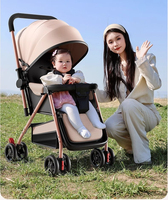 Poussette bébé pliable en lin à double sens avec cadre en acier inoxydable, roues EVA, vue haute, capacité de charge de 20 kg pour les enfants de 0 à 3 ans