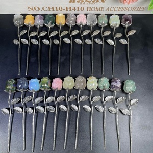 Kristal Kerajinan Tangan Berkualitas Tinggi, Ukiran Kristal Alami Campuran Bahan Bentuk Bunga Mawar untuk Dekorasi & Hadiah - Product Image 5