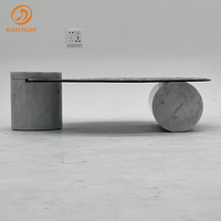 Meubles de salon de luxe, ensemble de table basse en acier inoxydable argenté et marbre, table basse intelligente pour la maison