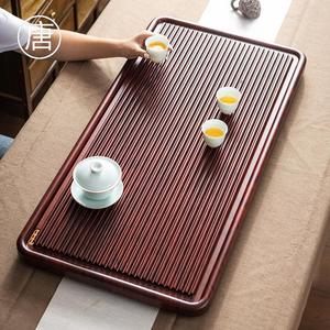 Plateau à thé en bois massif rectangulaire, style chinois traditionnel, table à thé pour infusion à sec, utilisation à domicile ou au bureau - Product Image 1