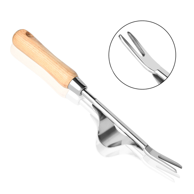 Winslow & Ross Garden Tool Multi Function Weeder Manual Stainless Steel Portable Hand Held Weeder With Wooden Handle