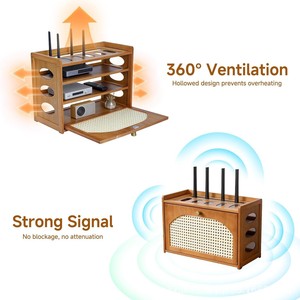 Estante de almacenamiento de madera transfronterizo para escritorio, estante de madera maciza para router, estante de almacenamiento de WiFi de madera de tres niveles - Product Image 4