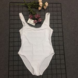 S - XXXL costumi da bagno in bianco per le donne puro colore costume intero taglie forti - Product Image 2