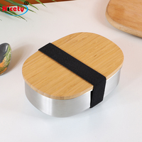 Boîte à bento pour enfants personnalisée de 500 ml, ensemble de boîtes à bento, étiquette privée, forme ovale, acier inoxydable, réutilisable, écologique, multifonctionnelle