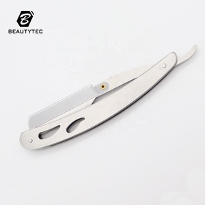 Argent Acier Inoxydable Pliant Marque Privée <span class=keywords><strong>Shavette</strong></span> <span class=keywords><strong>Rasoir</strong></span> Droit Remplaçable Barbe Barbier <span class=keywords><strong>lame</strong></span> de <span class=keywords><strong>rasoir</strong></span> - Product Image 2