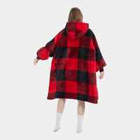 Oversized Sherpa elektrische USB verwarmde hoodie-deken met mouwen, opbergvakken voor huisdieren, aanpasbaar, machinewasbaar voor volwassenen