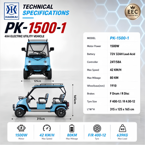 Véhicule utilitaire électrique 72V 1500W, 4 roues, 42 km/h, autonomie de 80 km, tout-terrain, transport de passagers, idéal pour les stations balnéaires et les parcs touristiques - Product Image 2